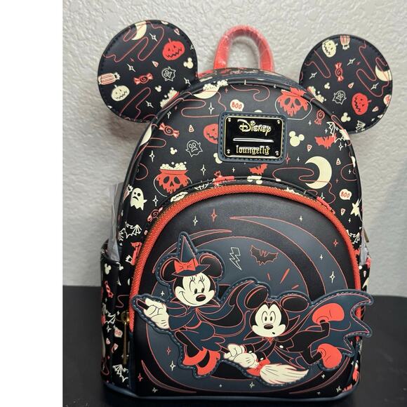 Loungefly Disney Mickey Minnie Witch Halloween Ears Glow Dark Mini Backpack NWT main image 6